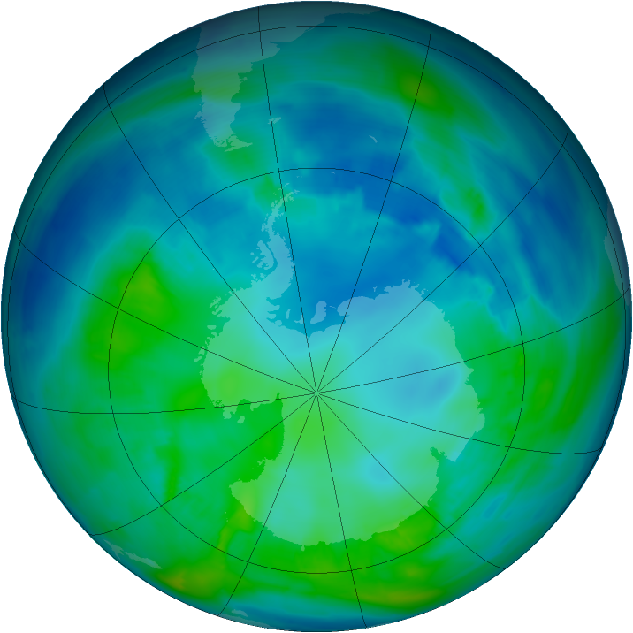 Antarctic ozone map for 27 April 2014